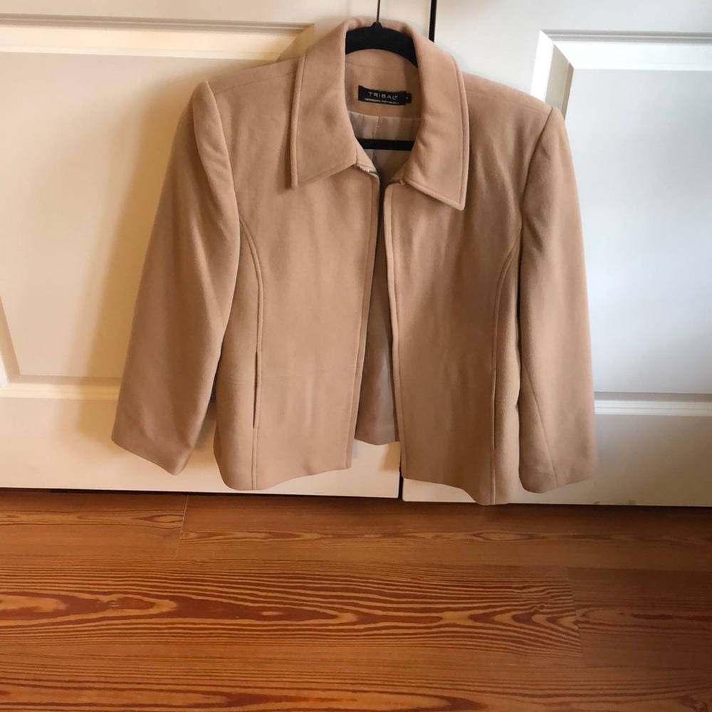 Tribal camel color zip up jacket size 8